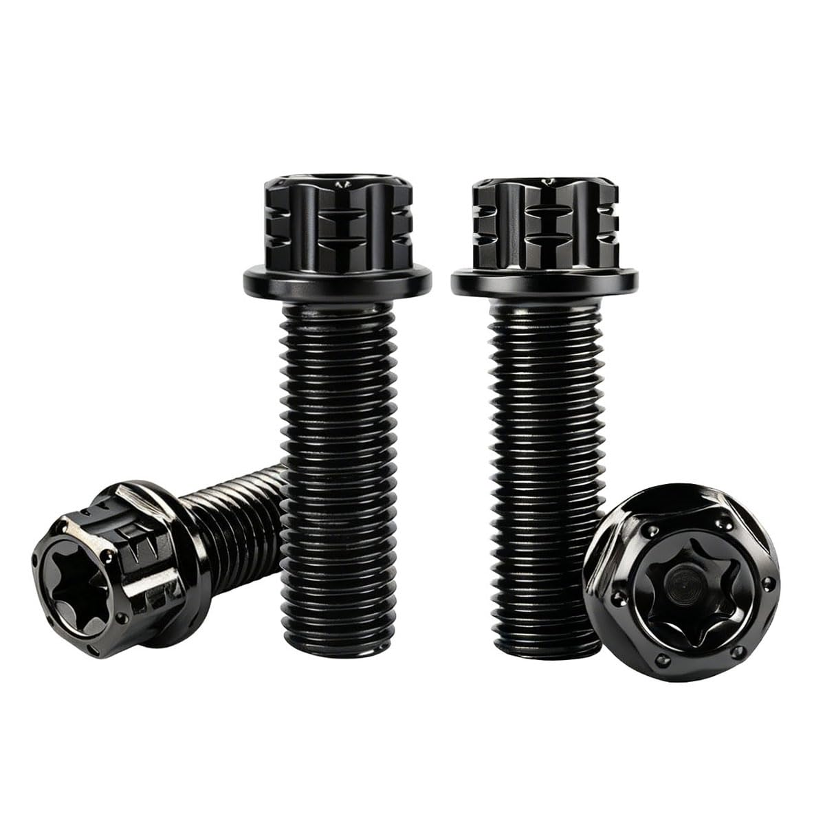 4PCS Titanium Finish Bolt Flange Torx Head M6 M8 M10 x 20 25 30 35mm Stainless Steel Screw Bolt for Motorcycle Car Modifications (Black, M10x30mm Pitch 1.25mm)