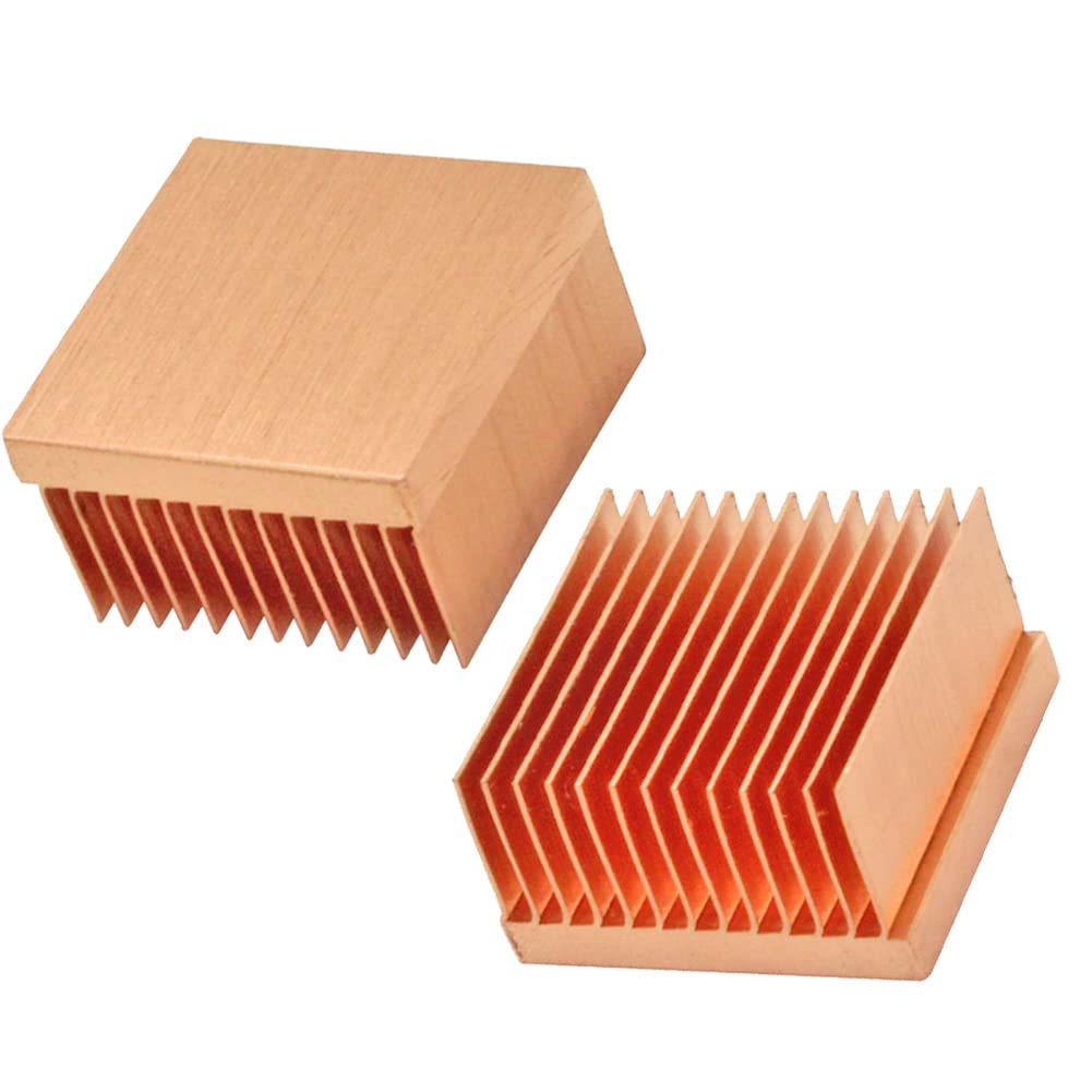 2Pcs Pure Copper Heatsink 0.79" x 0.79" x 0.43" / 20mm x 20mm x 11mm Skiving Fin Heat Sink Cooling for Raspberry pi Electronic 3D Printer CHIP IC MOS Heat Dissipation