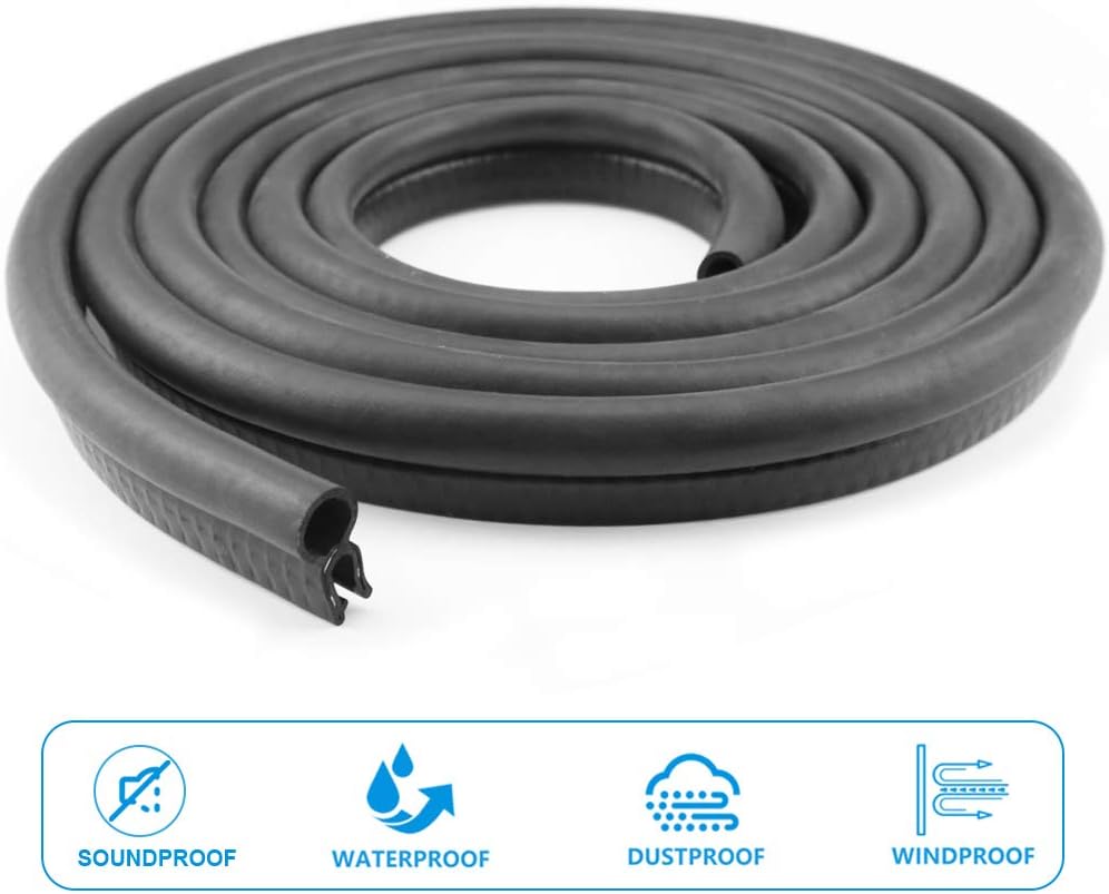 Storystore Car Door Rubber Seal Strip, Fits 1/16" Edge, Trim Seal with Top Bulb for Cars, Boats, RVs, Trucks, and Home Applications, Automotive Weather Striping (10Ft)