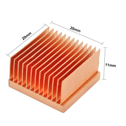 2Pcs Pure Copper Heatsink 0.79" x 0.79" x 0.43" / 20mm x 20mm x 11mm Skiving Fin Heat Sink Cooling for Raspberry pi Electronic 3D Printer CHIP IC MOS Heat Dissipation
