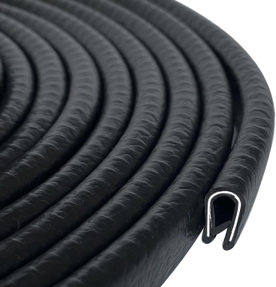 Rubber Edge Trim Black 26Feet, Fits 1/16” Edge, Flexible U Channel Rubber Seal Strip for Sharp/Rough Surfaces, Automotive, Trucks, Boats