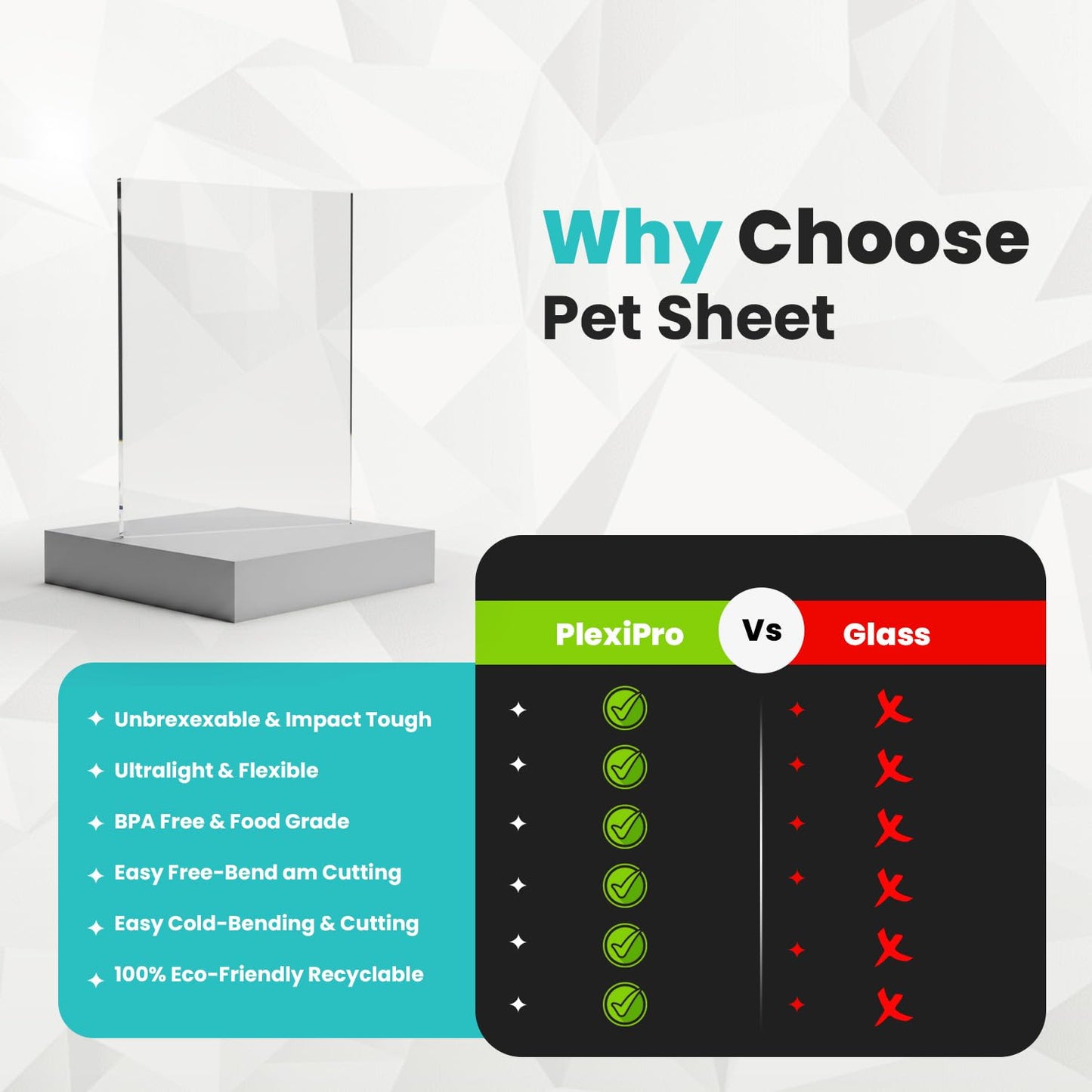 24"x36", 1mm, (Pack of 5) Flexible Plexiglass Sheets, Transparent & Shatter-Resistant Clear PET Sheets for DIY Arts & Crafts, Frames, Decor, Table Protectors & Signage, Easy to Cut & Shape