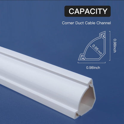 Corner Cable Hider, 125.6in Cable Concealer, Paintable Cord Cover for Wall, Corner Cable Management Kit, Wire Raceway for Floor Baseboard and Ceiling, 8XL15.7in, White