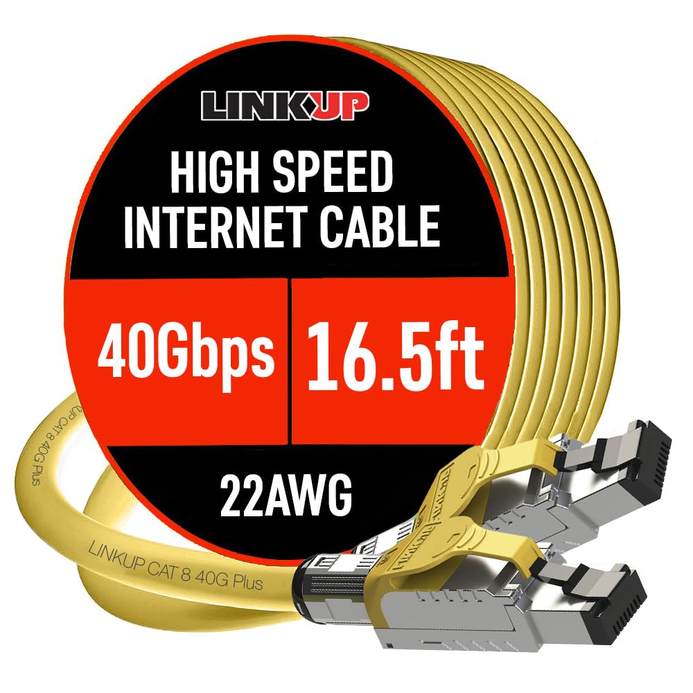 LINKUP Cat 8 Ethernet Cable | Long Internet Cord | High Speed LAN Connection | RJ45 connectors | Use with Cat 5/ Cat 6/ Cat 7 | Optimal for Gaming