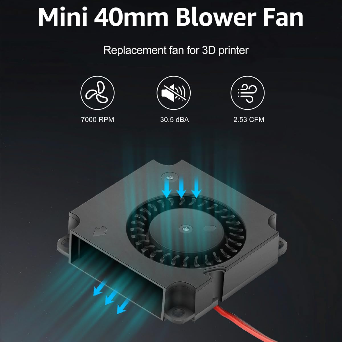 GDSTIME 2 Pack 40mm Blower Fan 12V 40x40x10mm 4010 DC Brushless Cooling Replacement Fans for 3D Printer