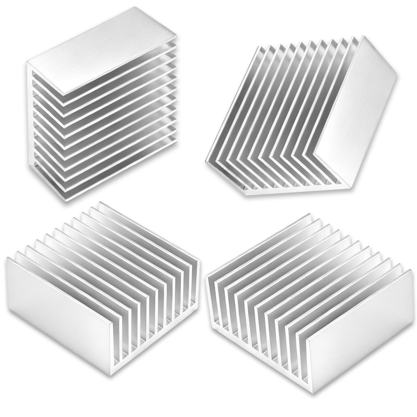 4PCS Aluminum Heat Sink 40x40x20mm / 1.57"x1.57"x0.79" with Thermal Conductive Adhesive, Designed for Cooling 3D Printers, Electronic modules, CPU, LED Power Supplies and Active Components.