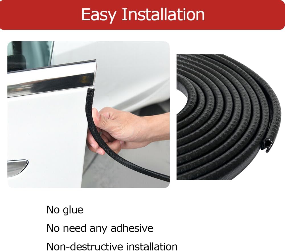 Rubber Edge Trim Black 26Feet, Fits 1/16” Edge, Flexible U Channel Rubber Seal Strip for Sharp/Rough Surfaces, Automotive, Trucks, Boats