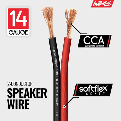 14 Gauge Speaker Wire (Speaker Cable) for Car, Home or RV Audio Cable, 100ft, CCA