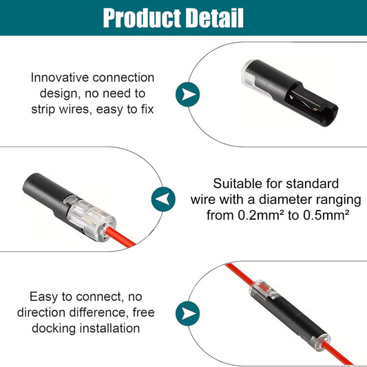 20pcs Single Wire Connector Pluggable LED Wire Plug in Connector for AWG 20-24, 1-Pin 1-Way Wire Universal Low Voltage Quick-Connect, Single-Line Interlocking Detachable LED Connectors