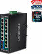TRENDnet 16-Port Hardened Industrial Unmanaged Gigabit PoE+ DIN-Rail Switch; TI-PG162; 14 x Gigabit Ports; 2 x Gigabit SFP Slots; 32Gbps; IP30 Gigabit Network Ethernet Switch; Lifetime Protection