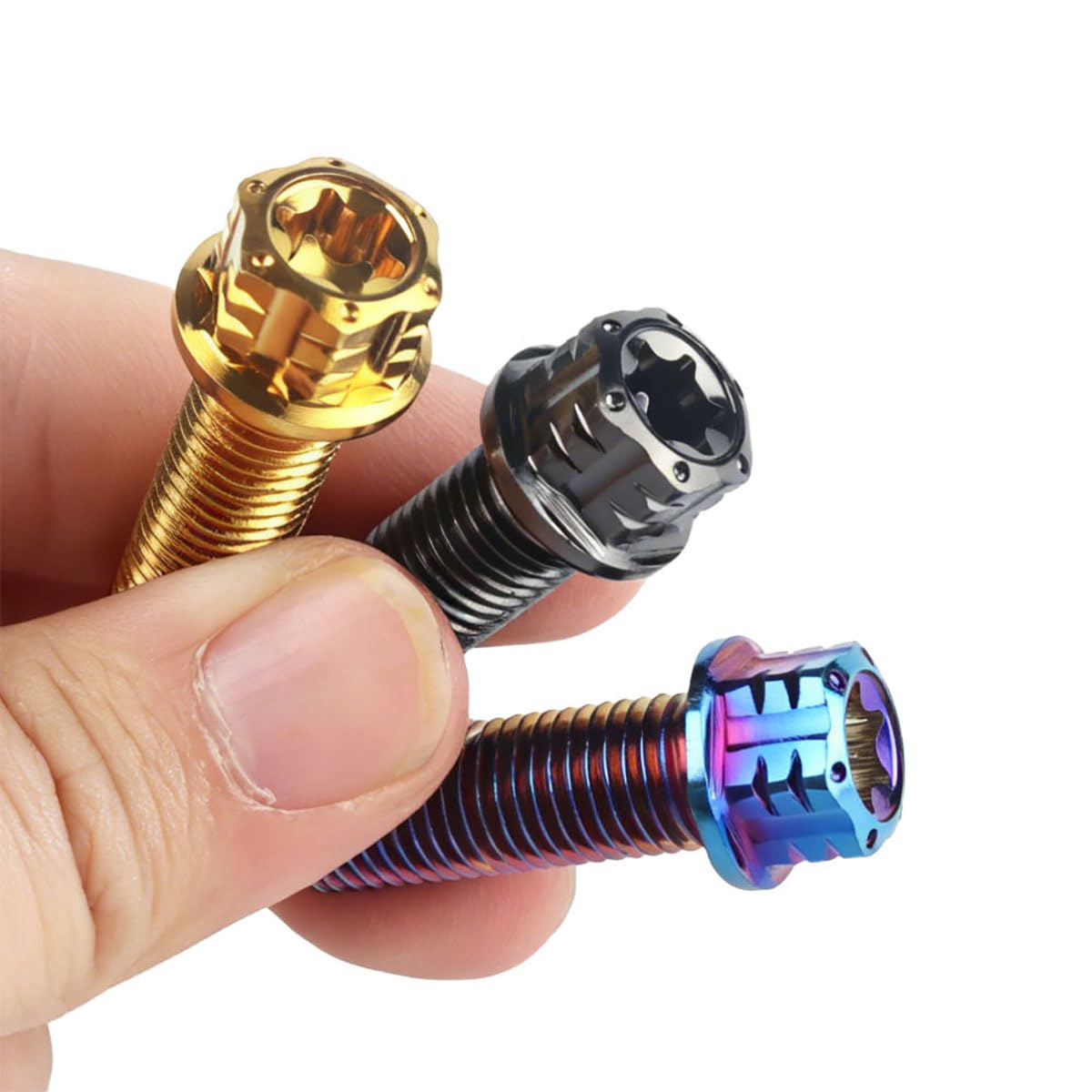 4PCS Titanium Finish Bolt Flange Torx Head M6 M8 M10 x 20 25 30 35mm Stainless Steel Screw Bolt for Motorcycle Car Modifications (Black, M10x30mm Pitch 1.25mm)