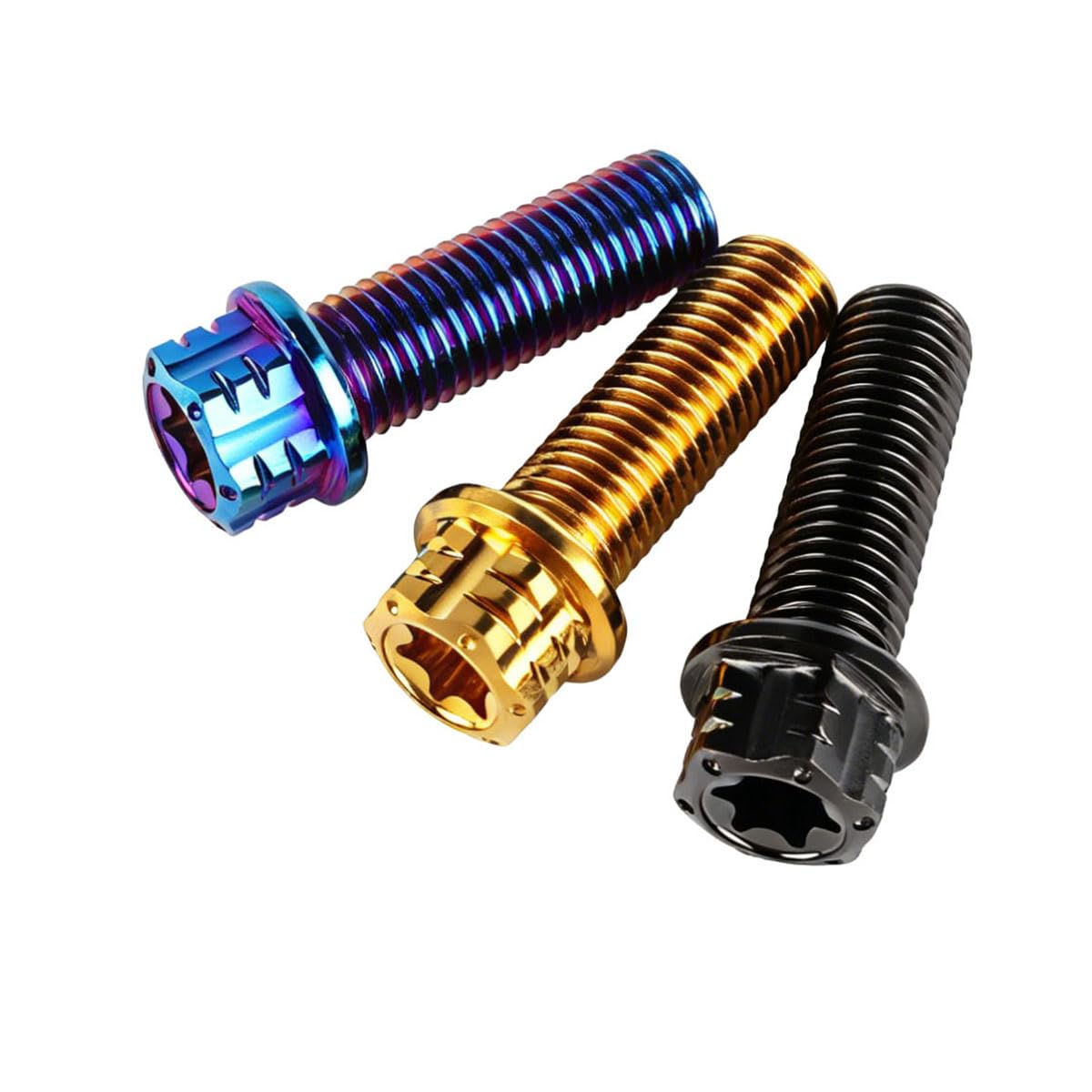 4PCS Titanium Finish Bolt Flange Torx Head M6 M8 M10 x 20 25 30 35mm Stainless Steel Screw Bolt for Motorcycle Car Modifications (Black, M10x30mm Pitch 1.25mm)