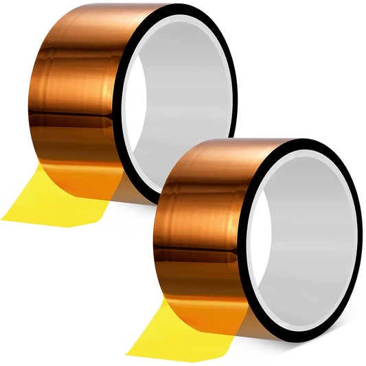 Outus 2 Pcs Rolls of Heat Tape High Temperature Polyimide Tape 500 Fahrenheit Degree Heat Resistant Adhesive Film for Soldering Electrical Works 3D Printing (2''X 108ft)