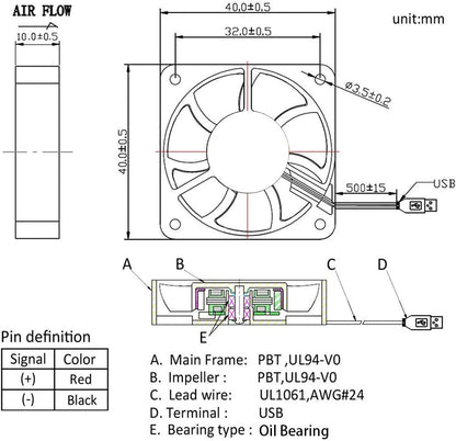 4 Pack USB Brushless Cooling Fan 40mm High Performance DC 5V Speed 4200 RPM for Small Appliances Series Replacement For Desktop