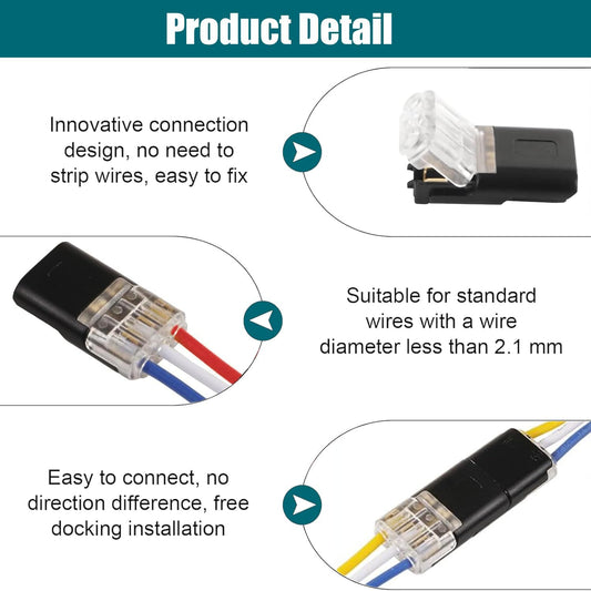 20pcs 3-Pin Quick Wire Connector, RGB LED Strip Light Connector for 18-22 AWG, Low Voltage 3-Pin Connectors for RGB/RGBIC LED Lights, Power Supply Extension, Corner Connection