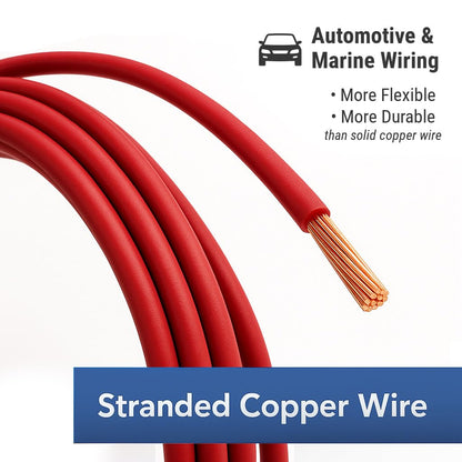 Automotive Stranded Copper Wire, Cross-Linked High-Temperature GXL (18ga - 100ft, Red)