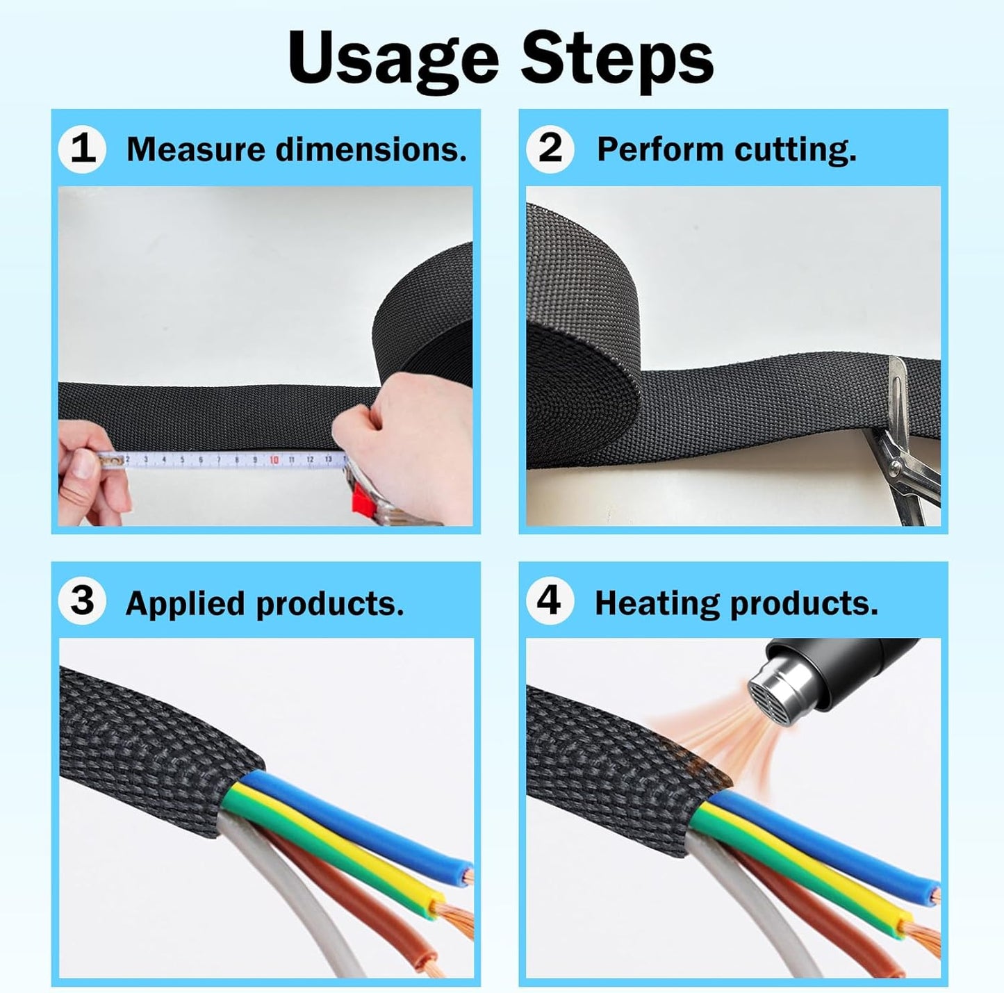 Heat Shrink Wire Loom, 20FT-1 Inch 2:1 Braided Cable Sleeving Nylon Fabric Tubing Abrasion Protection for Managing Wires, Cables, Hoses