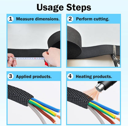 Heat Shrink Wire Loom, 20FT-1 Inch 2:1 Braided Cable Sleeving Nylon Fabric Tubing Abrasion Protection for Managing Wires, Cables, Hoses