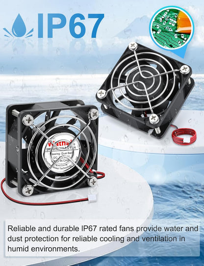 60mm 12v Fan Waterproof High Speed Small 12V DC Computer Cooling Fan | Built with a dual ball bearing and IP67 protection, this 12v computer fan waterproof unit thrives in humid battery boxes