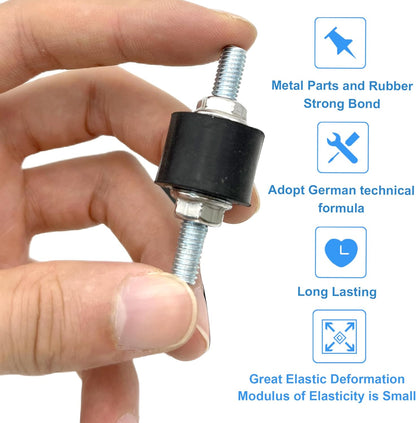 4 Pcs M6 20 x 15 mm Rubber Isolator Mounts Double Studs Shock Absorber with 8 Pcs Locknuts, Cylindrical Anti Vibration Isolation Damping Mounts for Compressors Pumps Generators Motor Engines