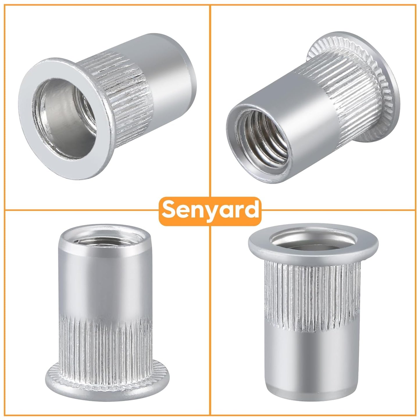Metric & SAE Rivet Nuts Assortment kit, 300 Pcs Stainless Steel Rivet Nuts kit, M3 M4 M5 M6 M8 M10 M12#8-32#10-24 1/4"-20 5/16"-18 3/8"-16 Stainless Rivet nut rivnuts