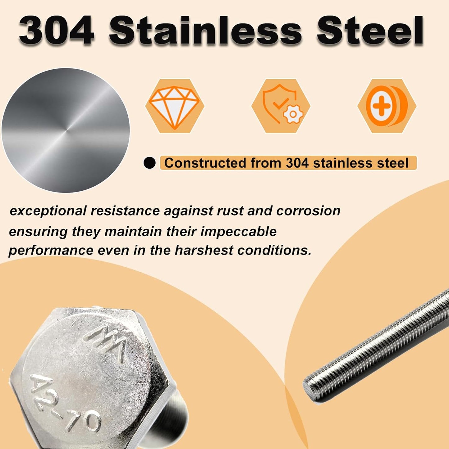 20Pcs M8 Hex Bolts M8x30mm Hex Head Bolt Stainless Steel 304 | M8-1.25 Fully Threaded Hex Tap Metric Hexagon Head Machine Screw Right Hand External Hex Drive