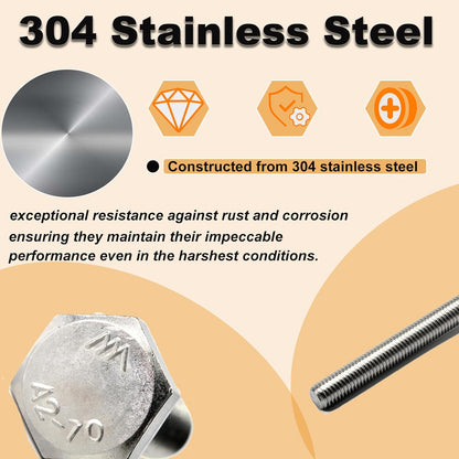20Pcs M8 Hex Bolts M8x30mm Hex Head Bolt Stainless Steel 304 | M8-1.25 Fully Threaded Hex Tap Metric Hexagon Head Machine Screw Right Hand External Hex Drive