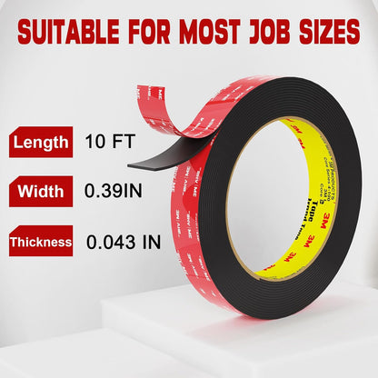 tapify Double Sided Tape Heavy Duty 0.39 x 10FT | Double Sided mounting Tape for Walls,vhb Strong for Car, LED Strip Light, Home/Office Decorr