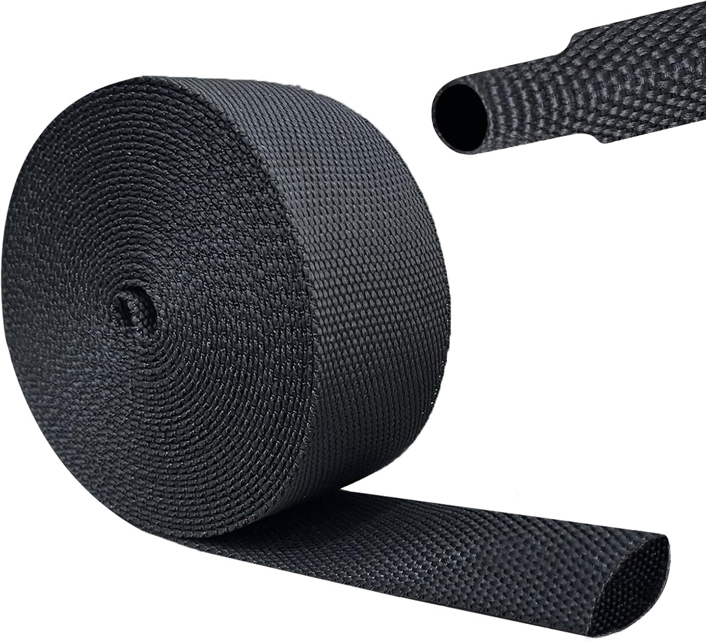 Heat Shrink Wire Loom, 20FT-1 Inch 2:1 Braided Cable Sleeving Nylon Fabric Tubing Abrasion Protection for Managing Wires, Cables, Hoses