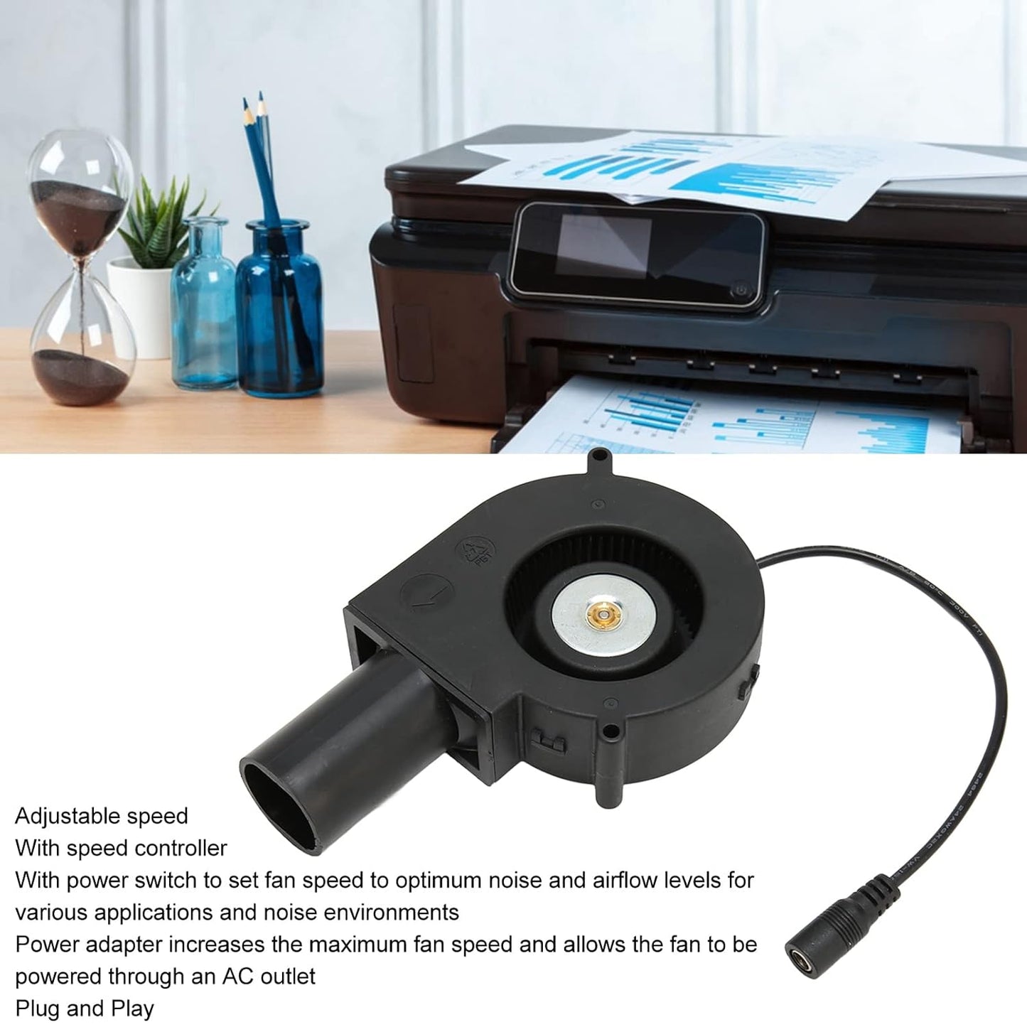 120mm Mini Blower Fan, AC 110V 220V DC 12V Blower Cooling Fan withDC Brushless Motor for Receiver DVR for Modem 100‑240V