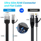 Adoreen Cat 7 Flat Ethernet Cable 1.5 Ft/10 Pack, High-Speed Shielded Internet Network Cable with Low Profile&Compact RJ45 Connector, Thin Slim Short Cat 6E 6A Patch Cord,S/FTP,POE,10Gbps 600MHZ,Black