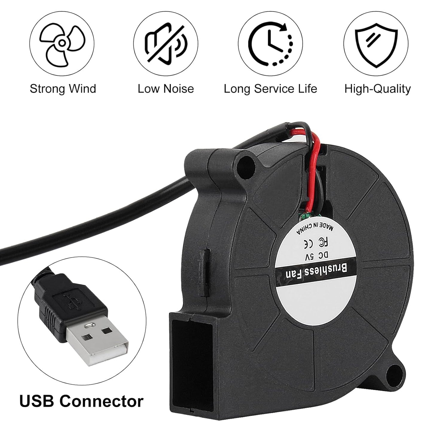 4PCS 5015 USB 5V Blower Cooling Fan 50mm x 50mm x 15mm 5V USB Blower Fan for Small Appliances Series Replacement