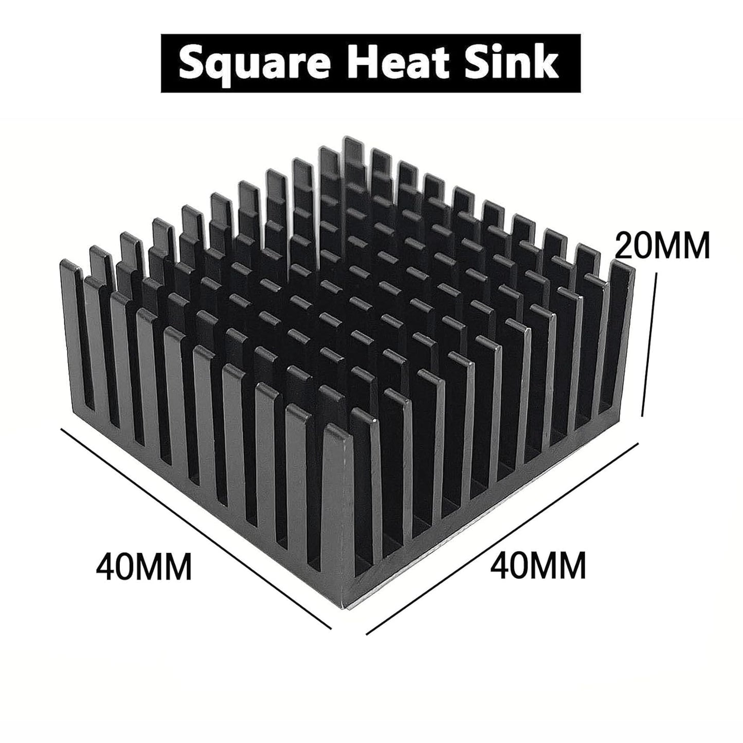 4PCS Aluminum Heat Sink 40x40x20mm with Thermal Conductive Adhesive Tape, 40mm Heatsink Kit Cooler for Cooling VRM GPU Router Stepper Driver 3D Printer Stepper Motor NEMA 17 Peltier Module, Black