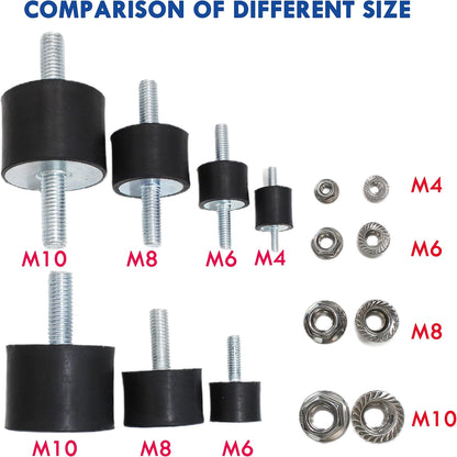 4 Pcs M6 20 x 15 mm Rubber Isolator Mounts Double Studs Shock Absorber with 8 Pcs Locknuts, Cylindrical Anti Vibration Isolation Damping Mounts for Compressors Pumps Generators Motor Engines
