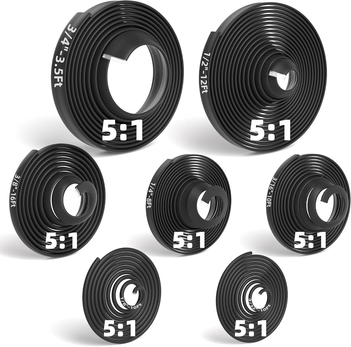 7-Size Heat Shrink Tubing Roll Kit: 5:1 Adhesive Lined, 69.5 Ft Marine Grade Waterproof, Insulated Sealed, Oil-Proof & Wear-Resistant, for Home Use & Industrial Applications (Black)