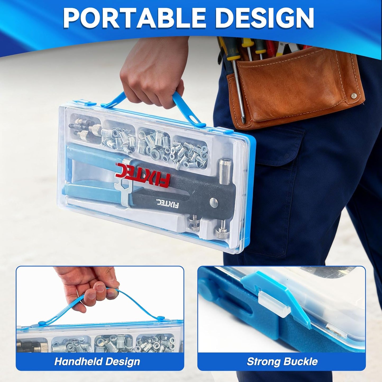 Rivet Nut Tool Kit, 86PCS Hand Rivet Nut Gun Set with 5 Metric Mandrels (M3, M4, M5, M6, M8) and 80 Rivet Nuts, 11" Nutsert Tool