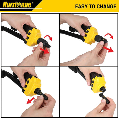 HURRICANE 16" Rivet Nut Tool Kit with Auto Release, Heavy Duty Hand Riveter-13 Metric&SAE Mandrels, 130Pcs Nutserts, Long Arm Labor-Saving Design for Automotive, Metal & Marine – Includes Plastic Case